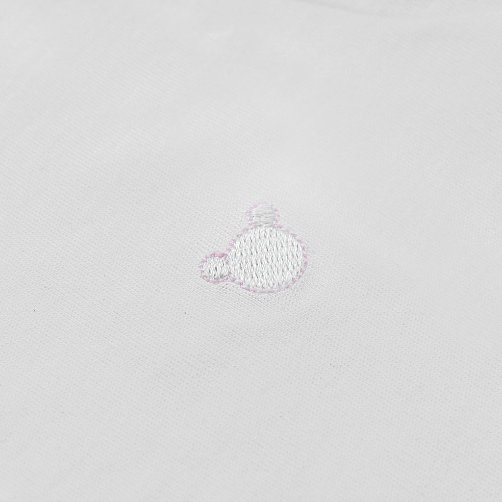 Honey Logo Short Sleeve Bodysuit, White & Pink