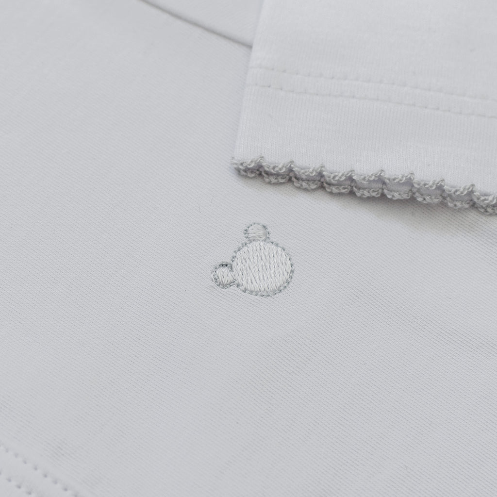 Honey Logo Long Sleeve Bodysuit, White & Grey