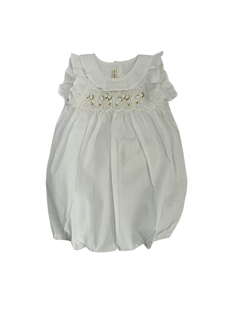 Voile Smocked Romper, OffWhite