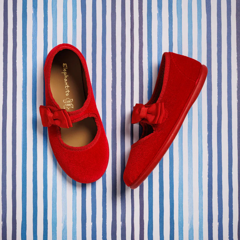 Velvet Bow Mary Jane Red