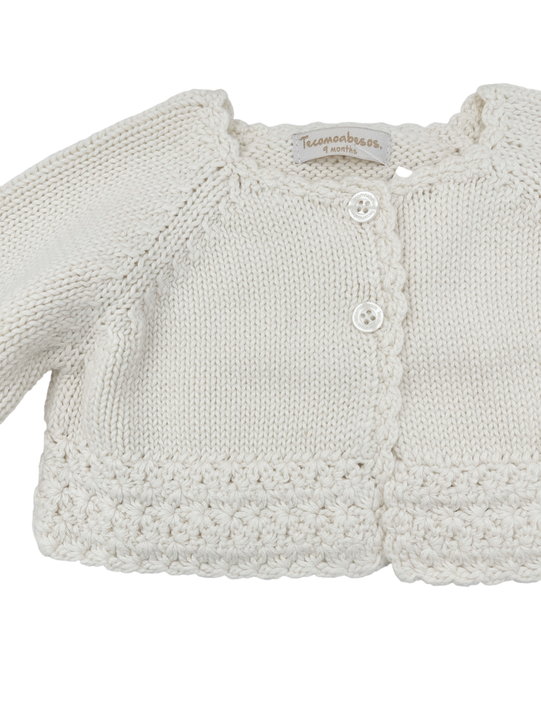 Matilda Pima Knitted Cardigan, Offwhite