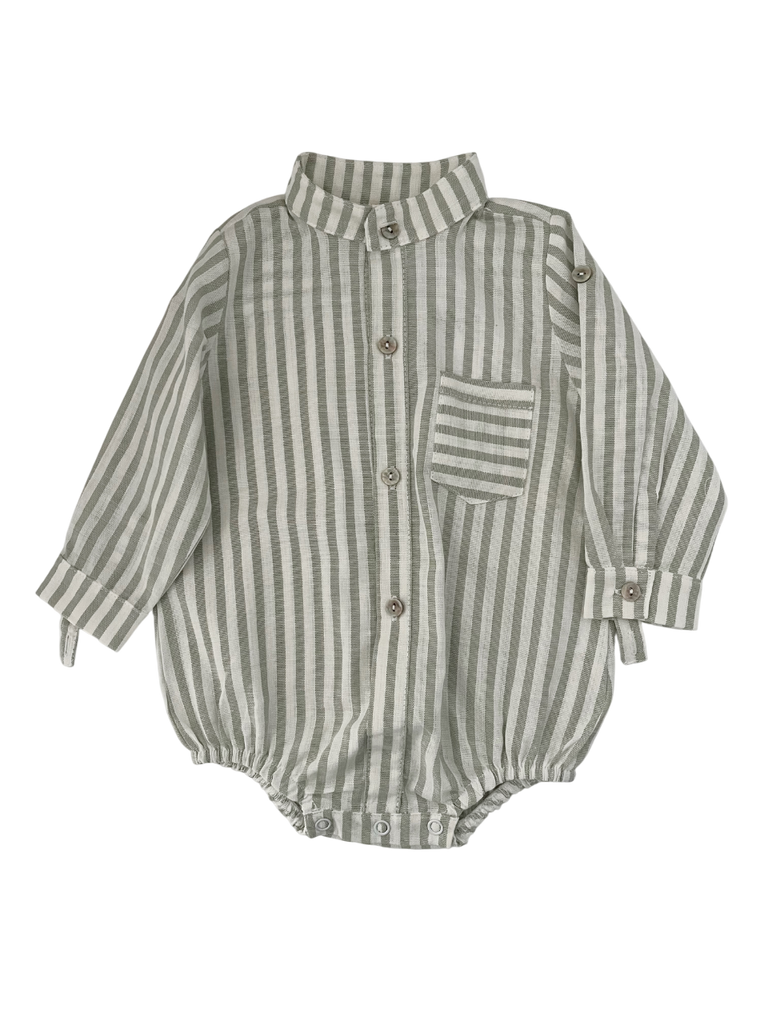 Mao Bodysuit LS, white&green