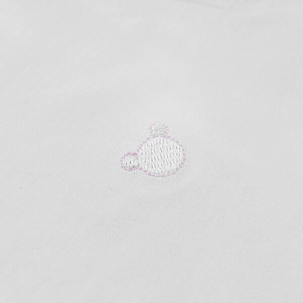 Honey Logo Long Sleeve Bodysuit, White & Pink