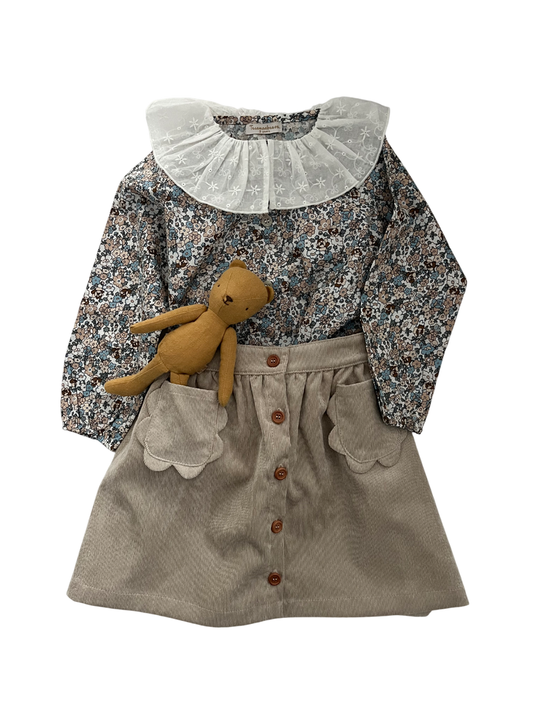 Amsterdam blouse LS, beige and blue