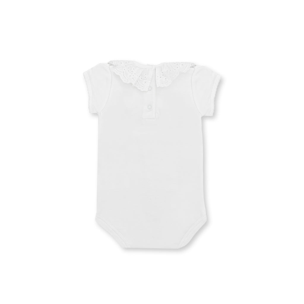Broderie Short Sleeve Bodysuit, White