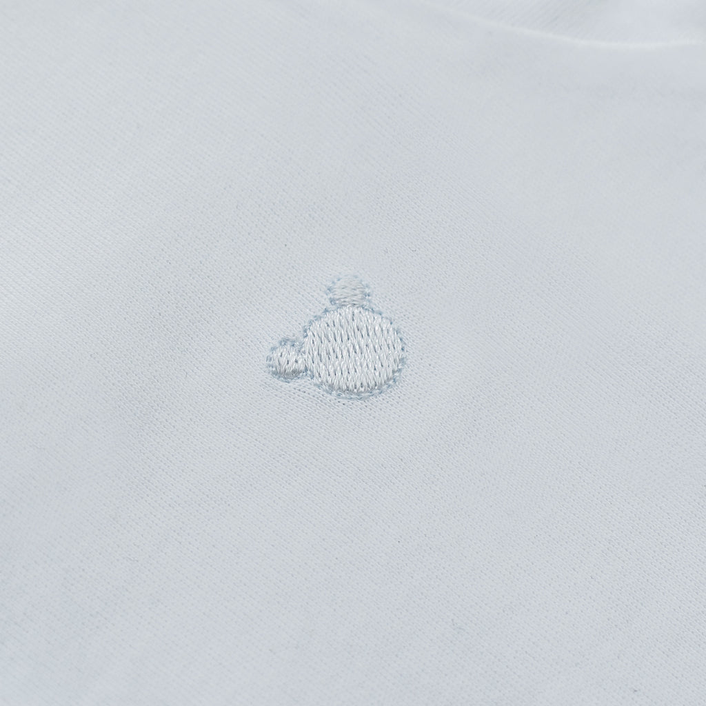 Honey Logo Short Sleeve Bodysuit, White & Light Blue