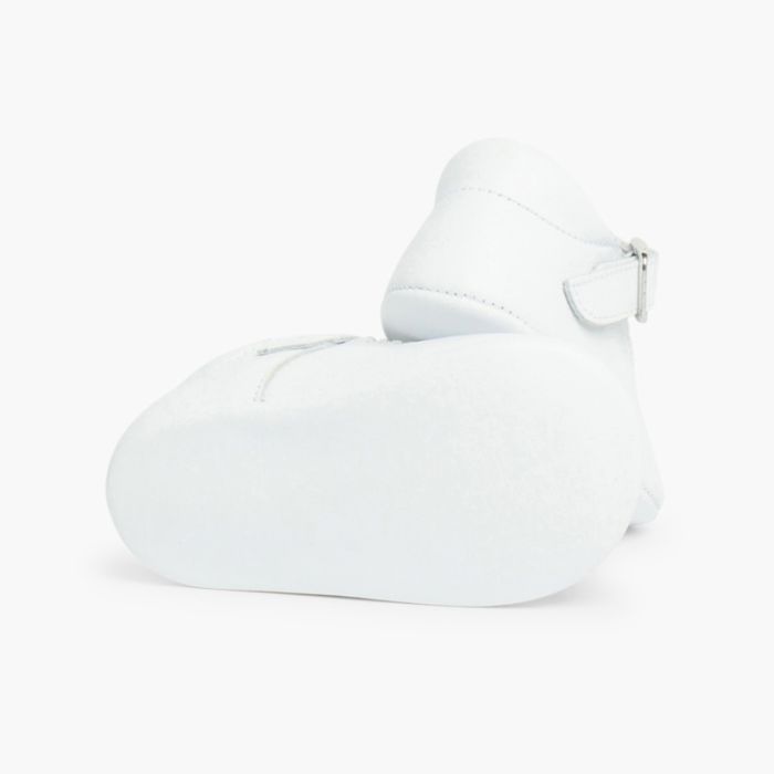 Soft Leather Buckle Up Baby Merceditas - White