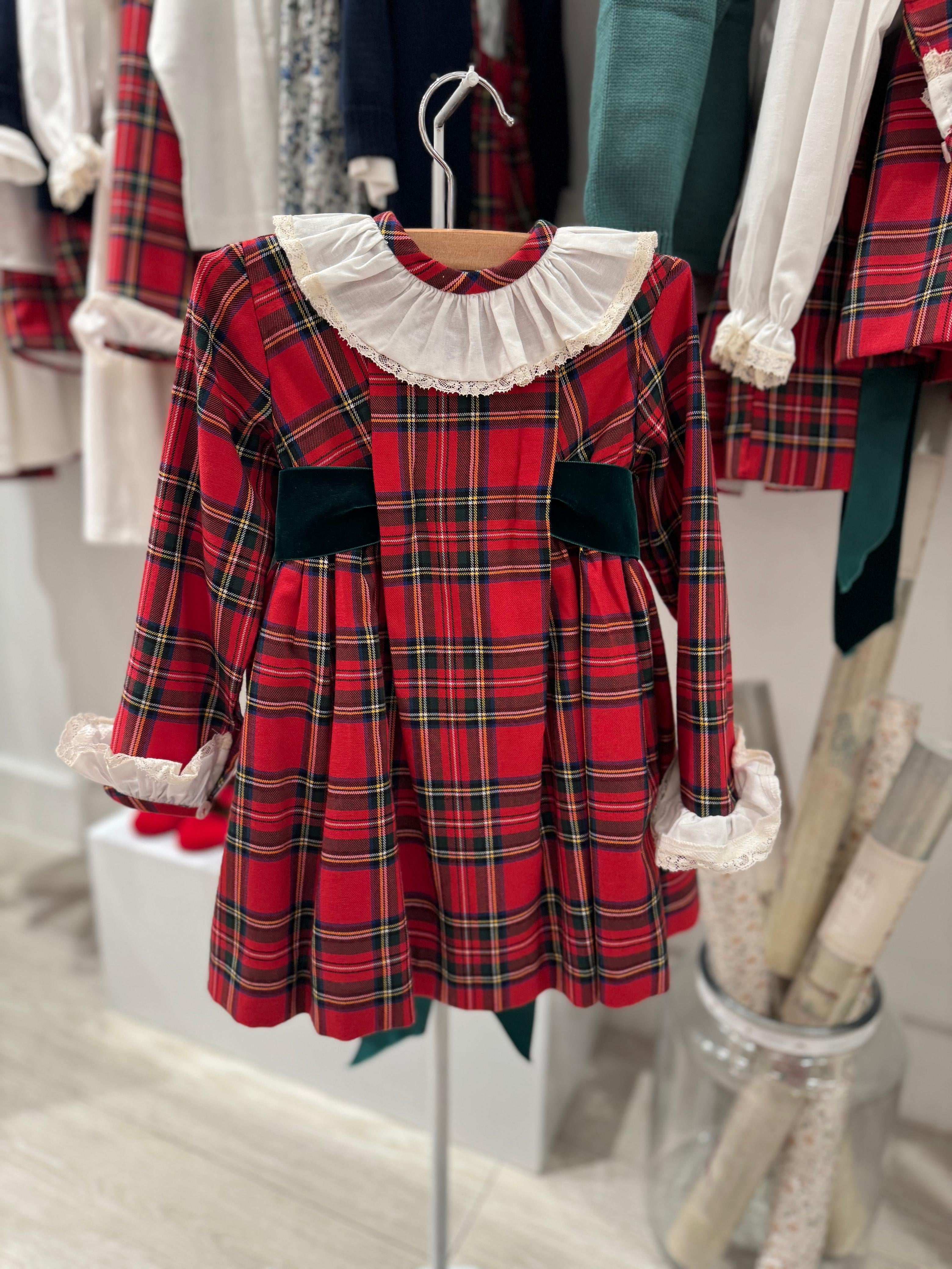 knee length dresses for ladies Red Tartan Plaid Cotton Zip Front Dress - Midi Dresses main image 0