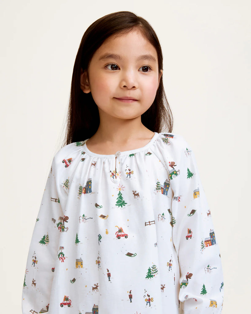 Girl's Twill Delphine Nightgown in Holiday Town