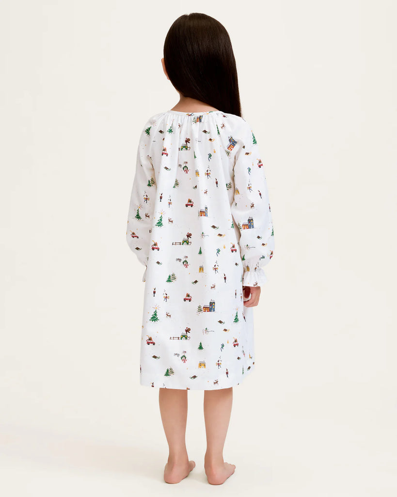 Girl's Twill Delphine Nightgown in Holiday Town
