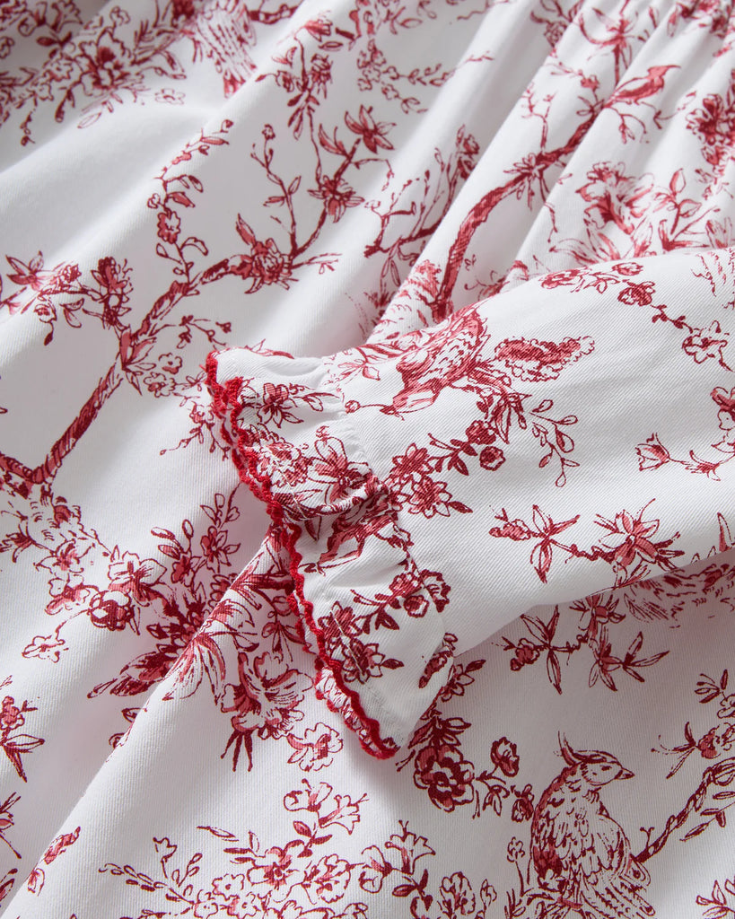 Girl's Twill Eloise Nightgown in Red Timeless Toile