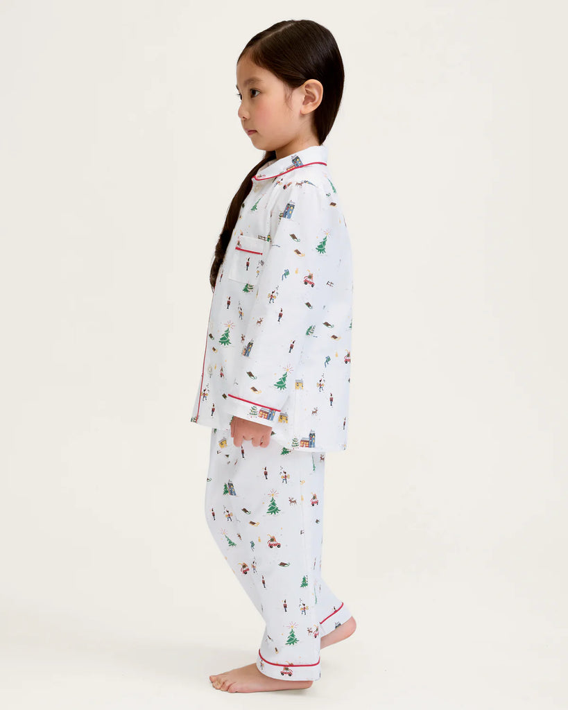 Kid's Twill Pajama Set in Holiday Town