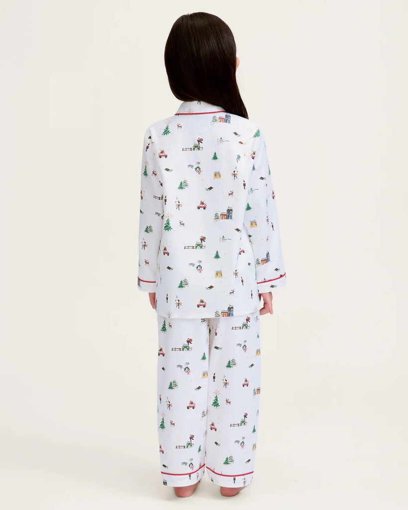 Kid's Twill Pajama Set in Holiday Town