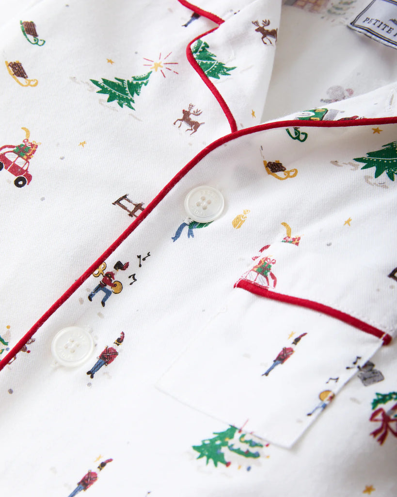 Kid's Twill Pajama Set in Holiday Town