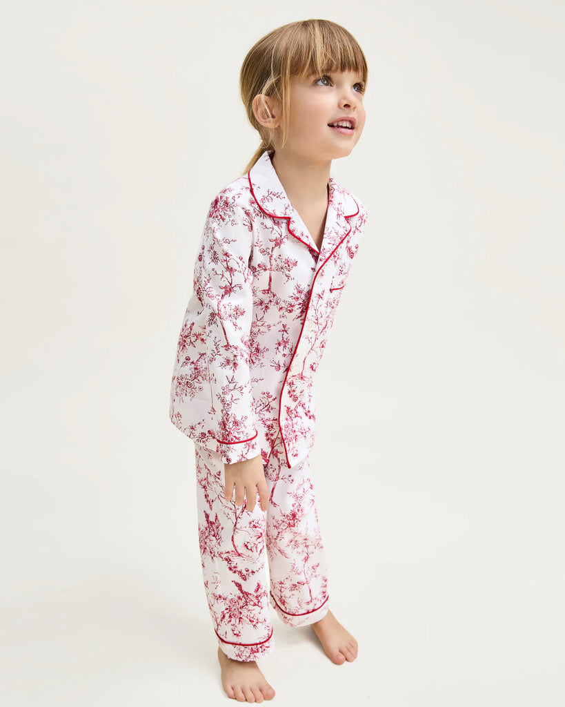 Kid's Twill Pajama Set in Red Timeless Toile