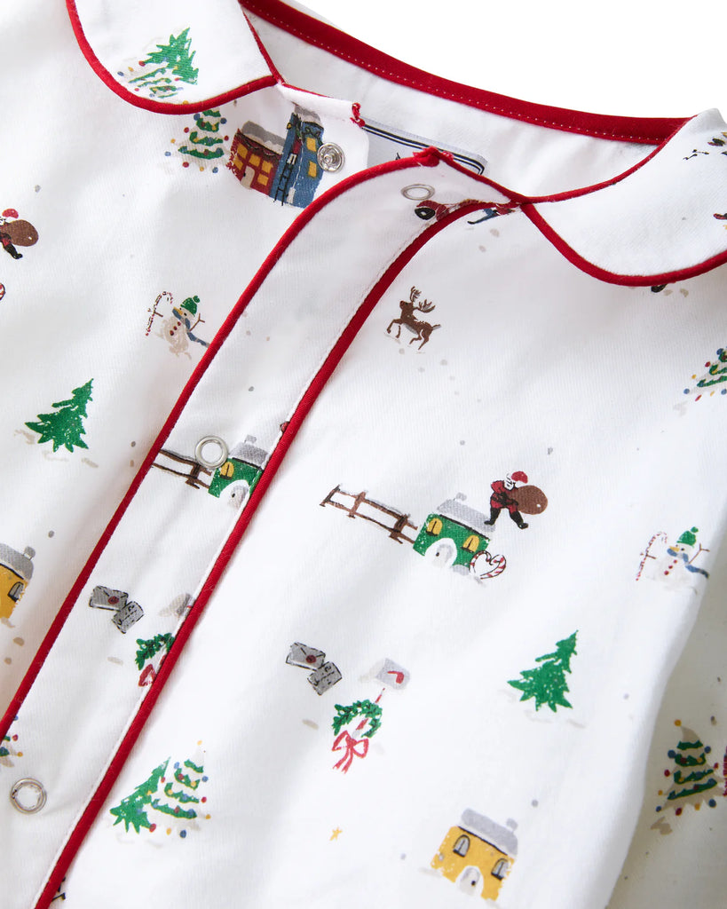 Baby's Twill Cambridge Romper in Holiday Town