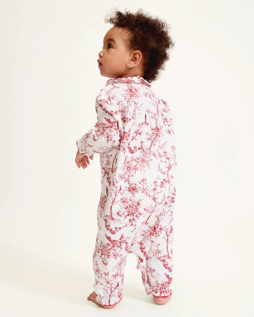 Baby's Twill Madeline Romper in Red Timeless Toile