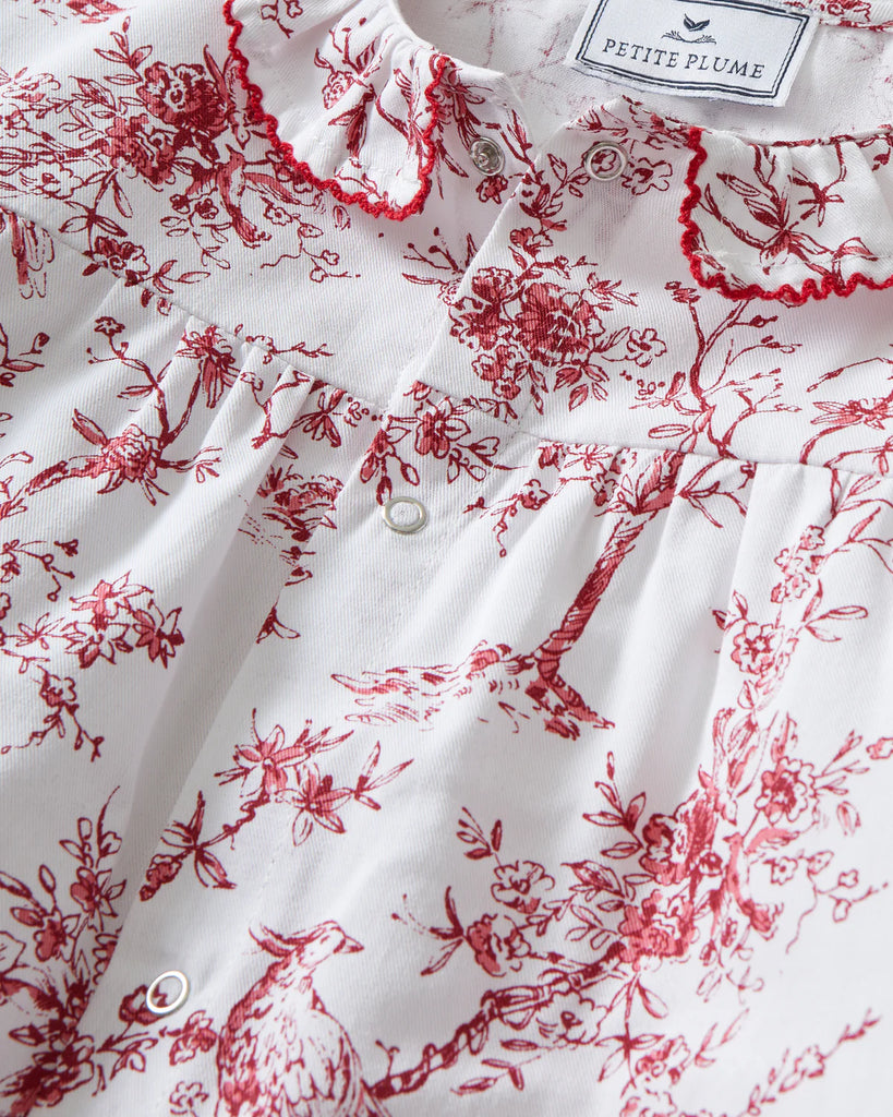 Baby's Twill Madeline Romper in Red Timeless Toile