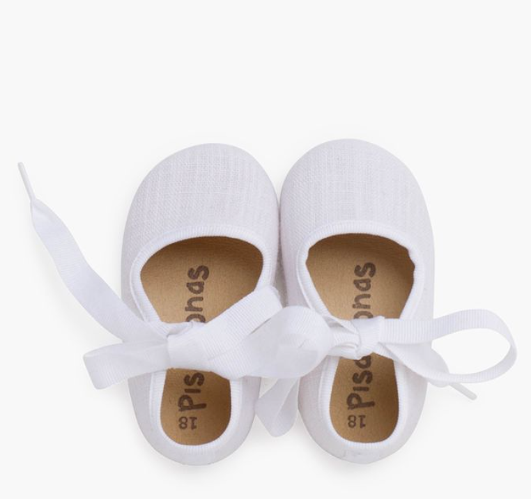 Merceditas baby linen with faya bow - White