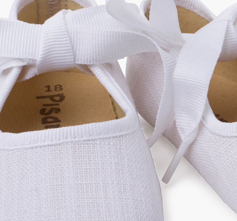 Merceditas baby linen with faya bow - White