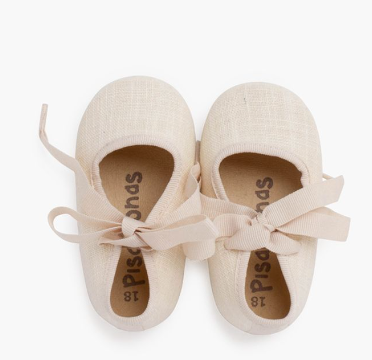 Merceditas baby linen with faya bow - Beige