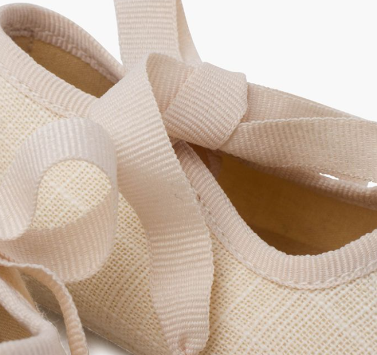 Merceditas baby linen with faya bow - Beige
