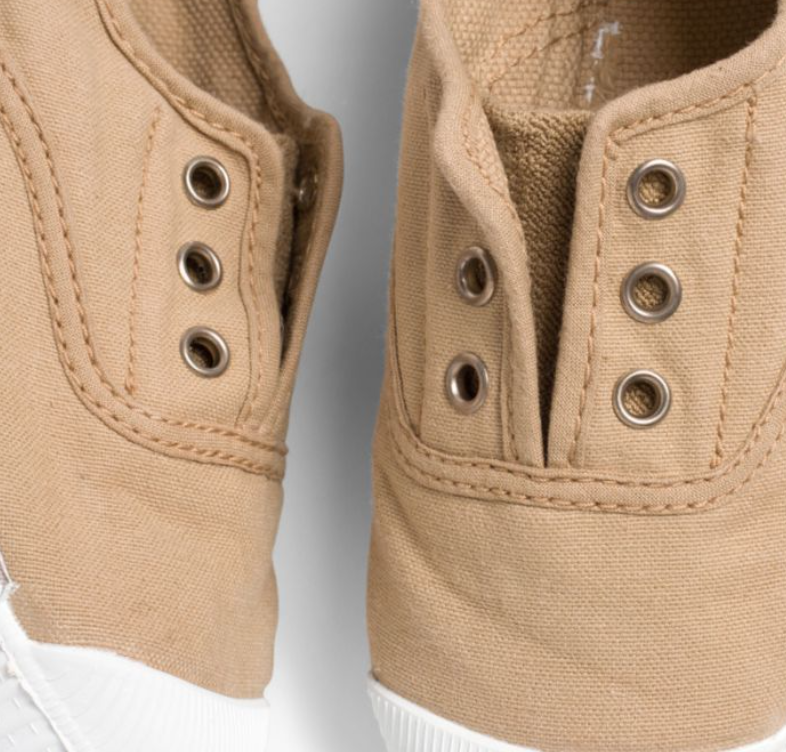 Laceless Rubber Toe Canvas Sneakers, sand