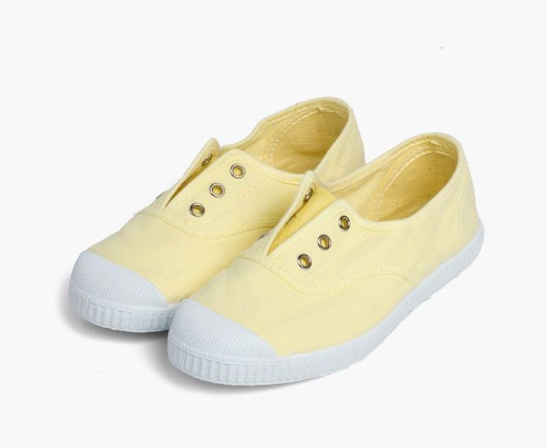 Laceless Rubber Toe Canvas Sneakers, lemon yellow