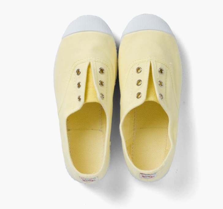 Laceless Rubber Toe Canvas Sneakers, lemon yellow