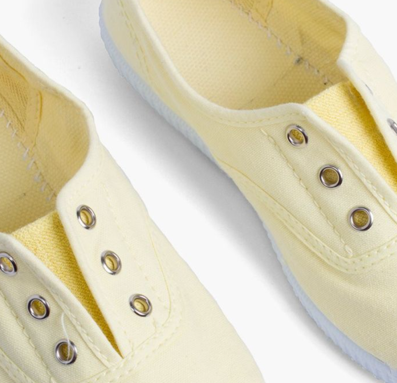 Laceless Rubber Toe Canvas Sneakers, lemon yellow