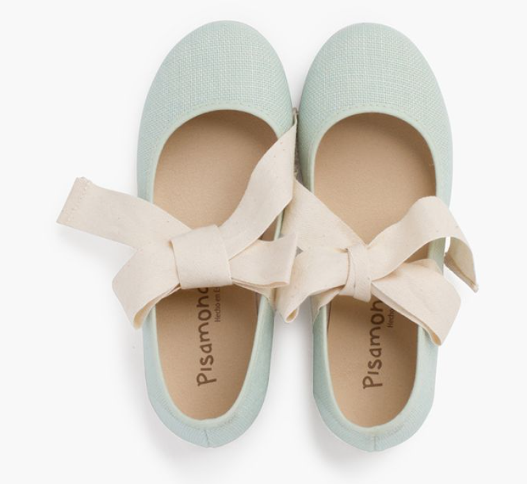 Mercedita Linen with Ecru Bow - Mint