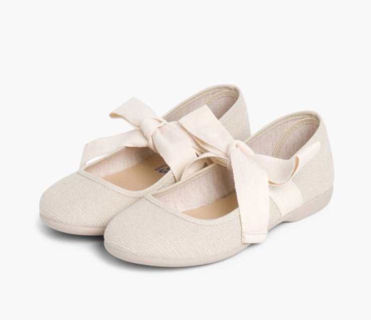 Mercedita Linen with Ecru Bow - Ecru