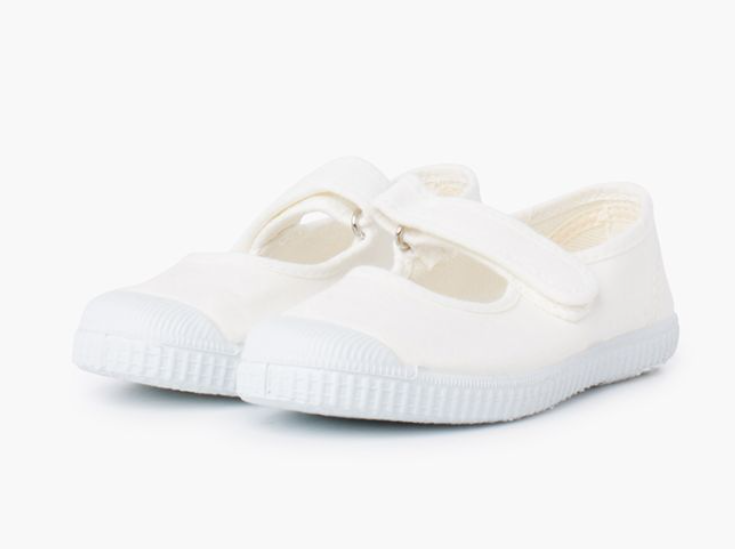 Merceditas Rubber Toe Adhesive Closure - White