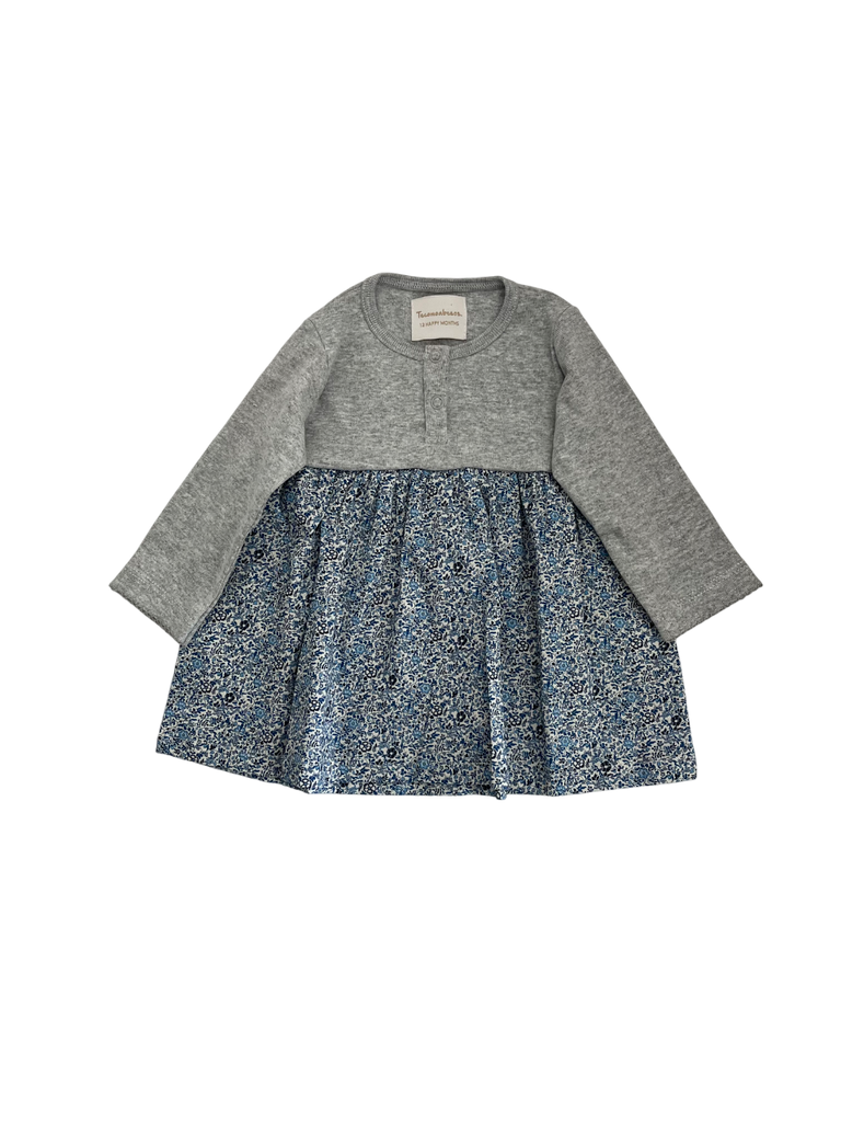 Abril Cotton Dress, Grey & Blue