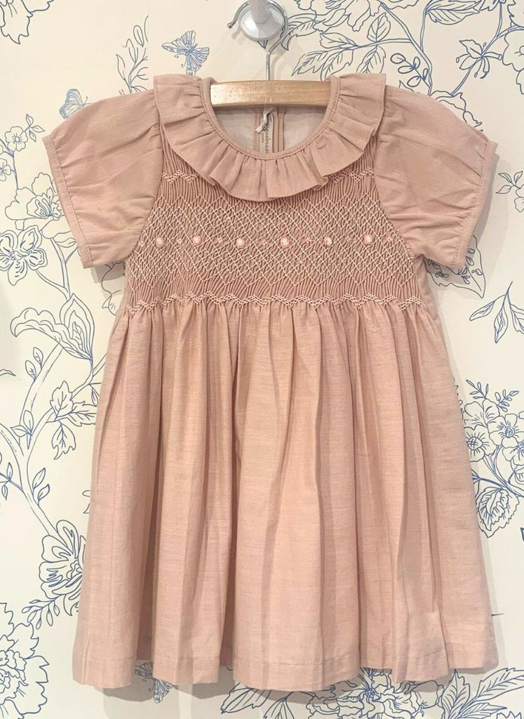 pale pink linen dress Lilibeth Dress, friendly detergent and wash LowStock:43669530247219 Color:Petunia Tea Length Ivory Vintage