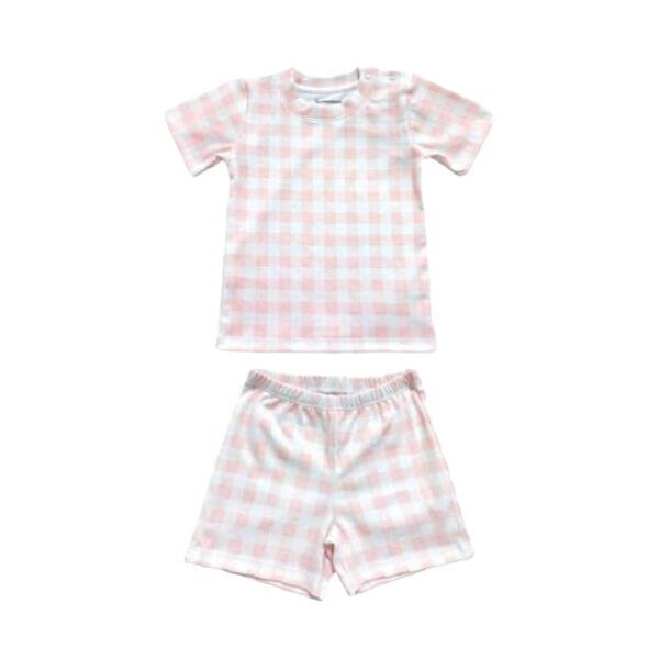 Vichy Pima Short Pajama Set, Pink.