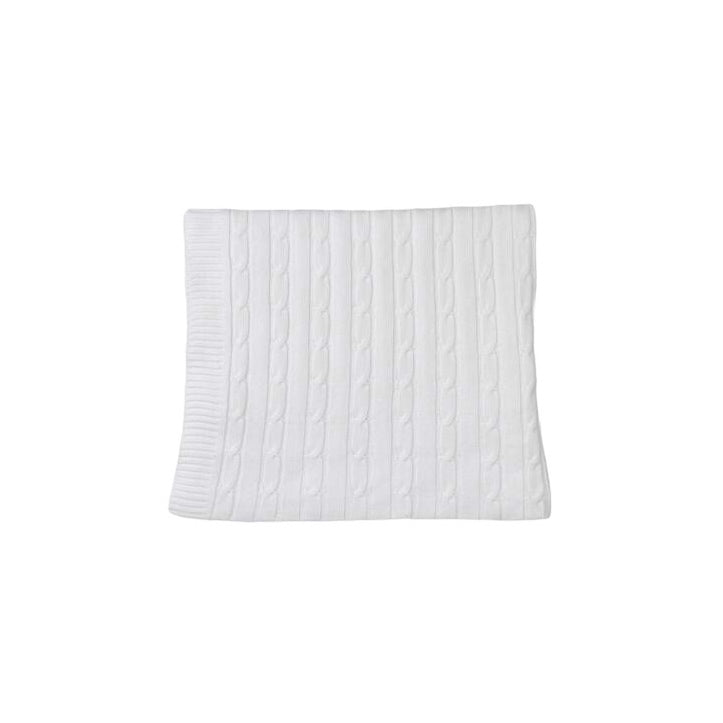 Cable Knit Blanket 100% Cotton, White