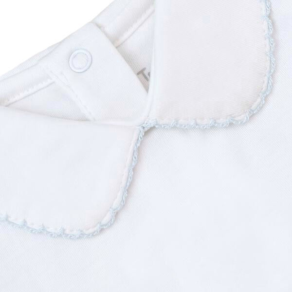 TCBaby LongSleeve Bebe Collar Bodysuit, White & Blue