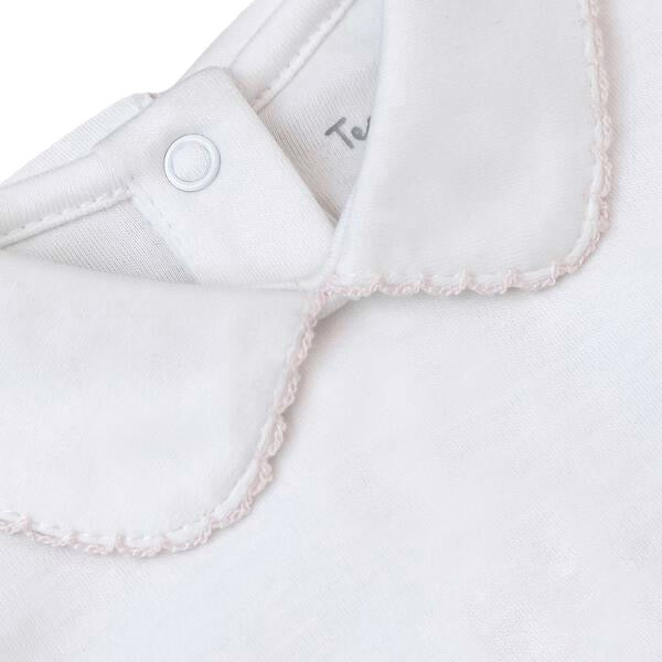 TCBaby LongSleeve Bebe Collar Bodysuit, White & Pink