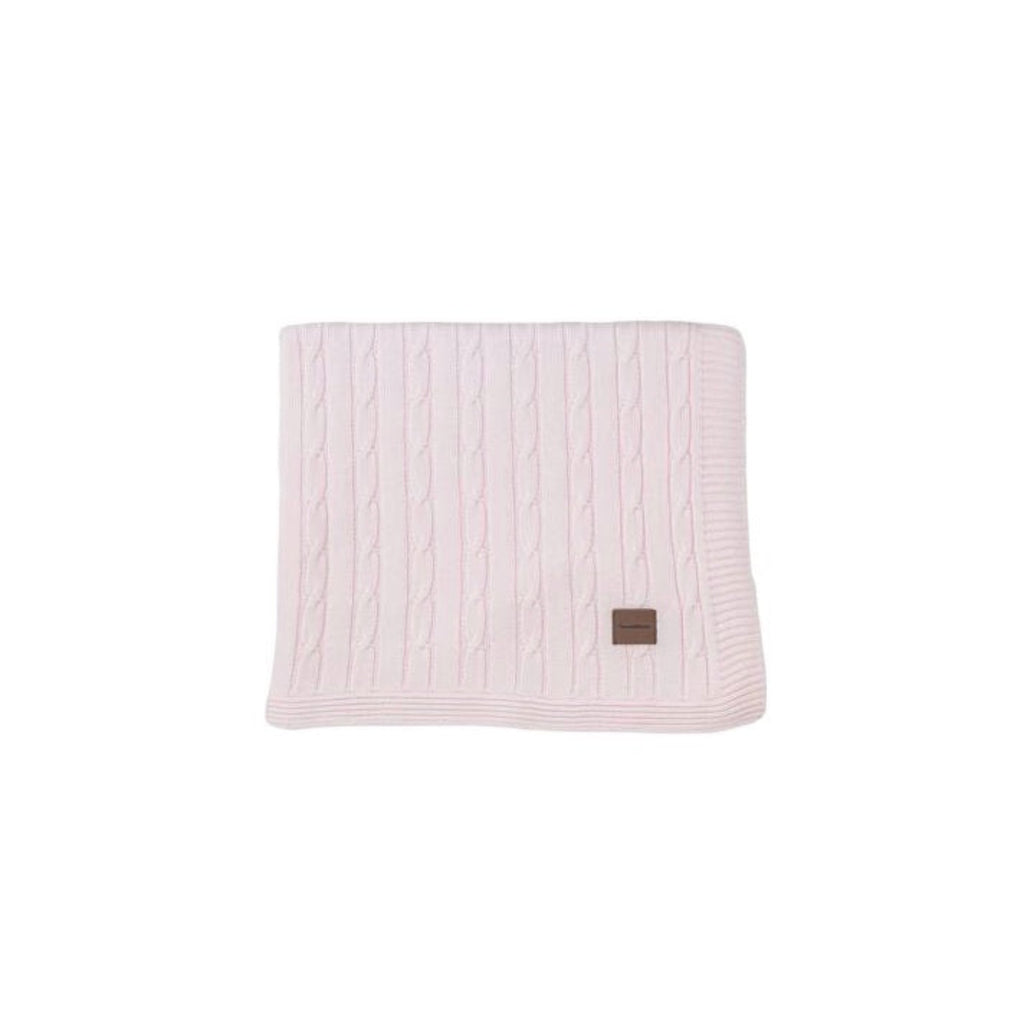 Cable Knit Blanket 100% Cotton, Pink Ballerina