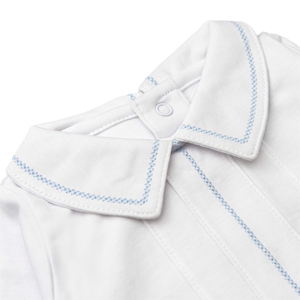 Joseph Long Sleeve Bodysuit, White & Light Blue