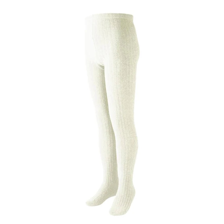 Ribbed Cotton Tights, Beige
