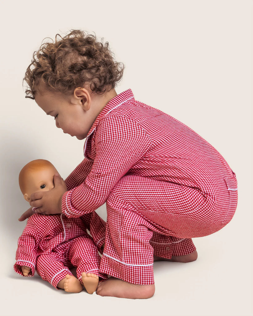 Baby's Flannel Romper in Red Mini Gingham