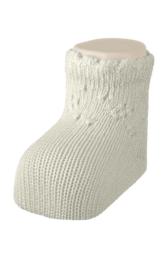 Newborn Openwork Scottish Yarn Socks, Natural