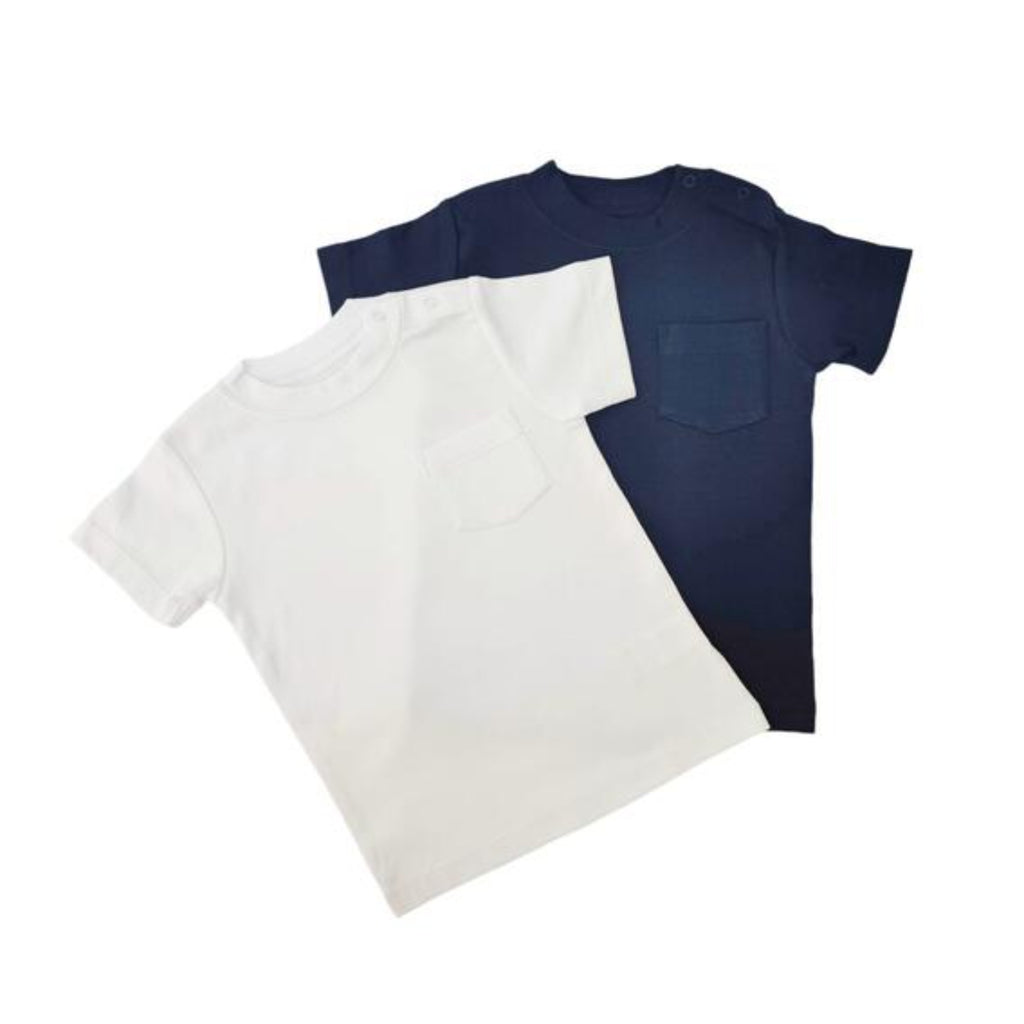Pack X2 Boy T-Shirts, White & Blue