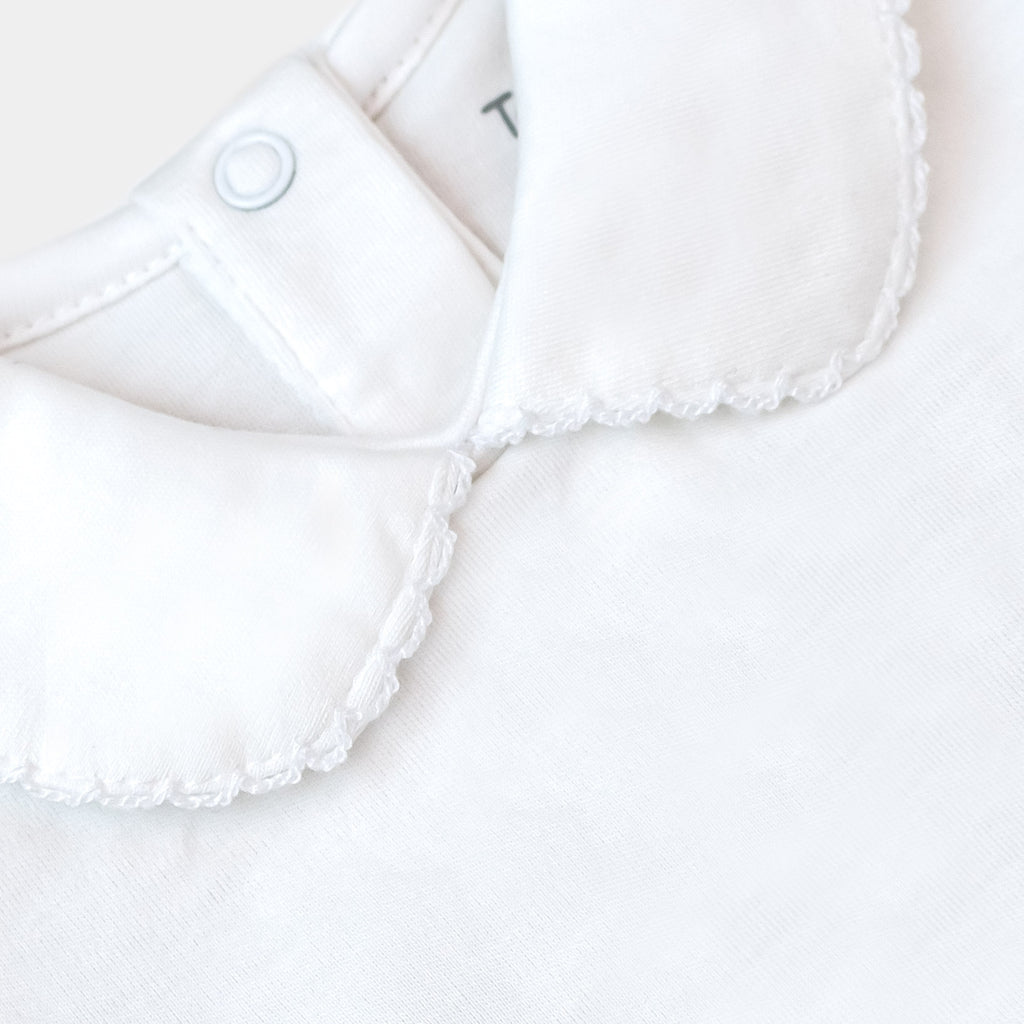 TCBaby LongSleeve Bebe Collar Bodysuit, White
