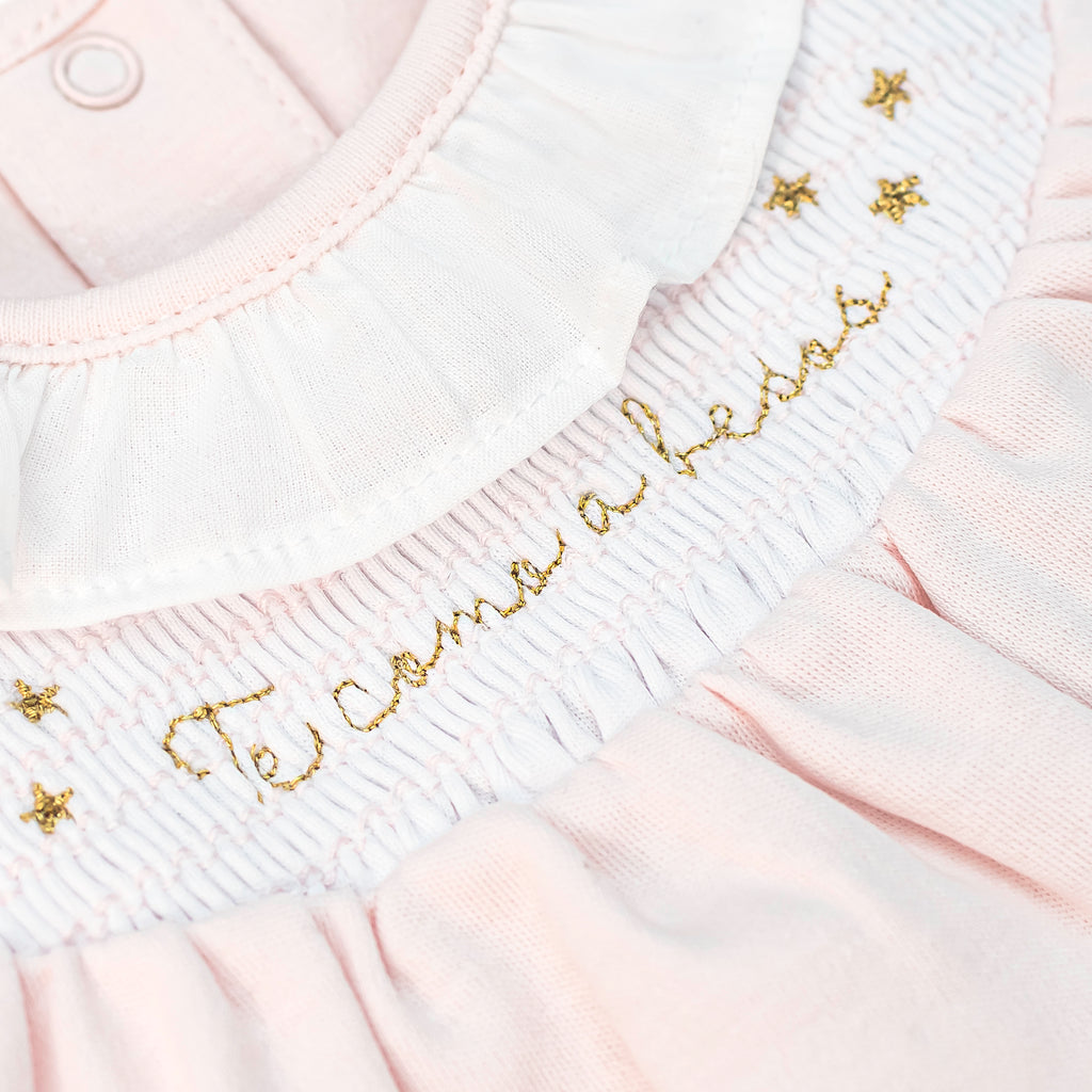 Velvet smock "Tecomoabesos" Footie, Pink