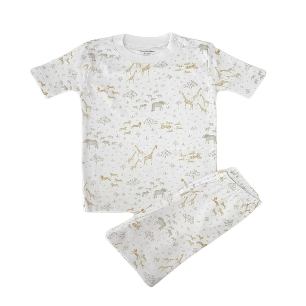 Safari Snug fit & Short Pajama Set, White